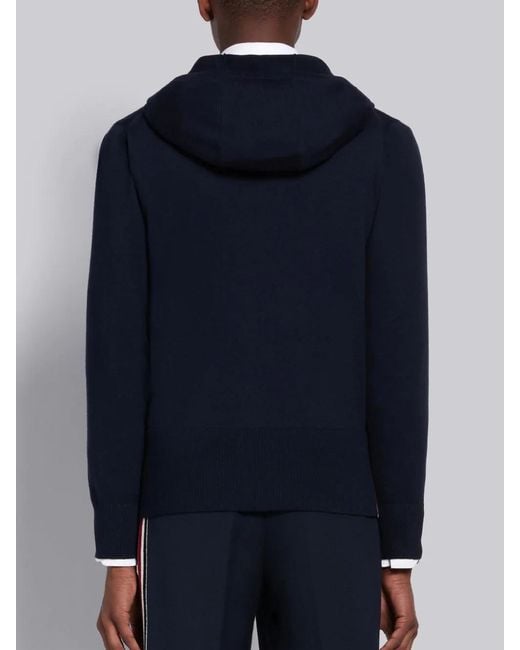 Thom Browne Blue Intarsia Stripe Hoodie for men