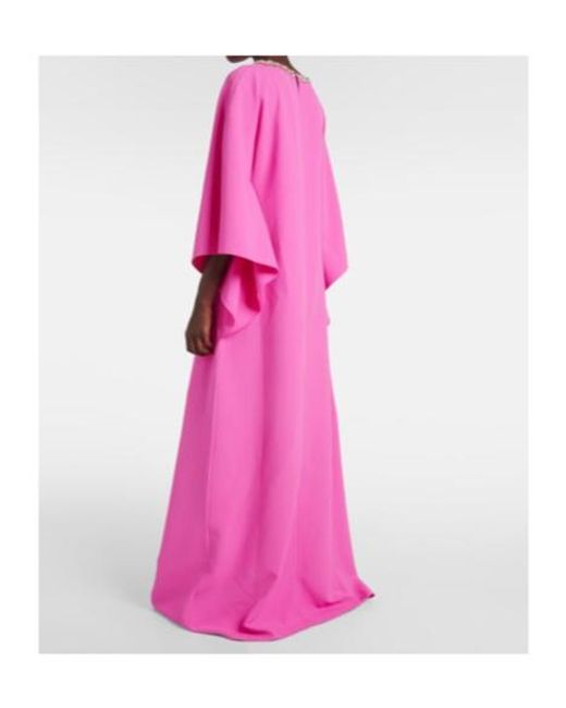 Safiyaa Pink Amarella Crystal-Embellished Crêpe Gown