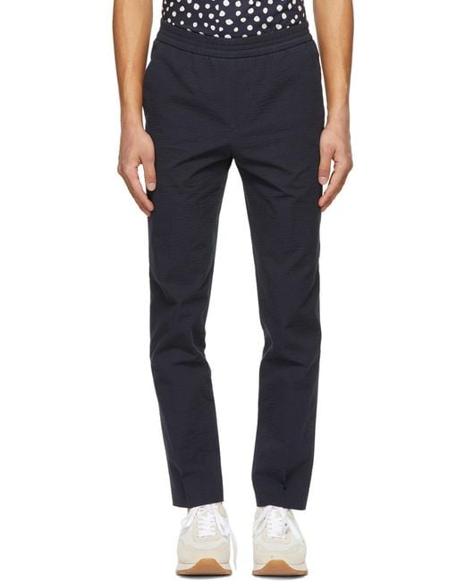 Harmony Blue Elasticated Waistband Slim-Fit Trousers for men