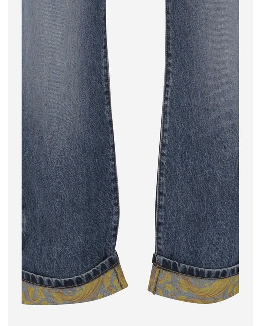 Versace Blue Logo-Patch Jeans for men