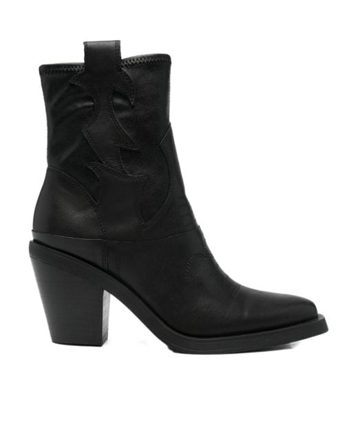Ash Black Round-Toed Ankle Boots