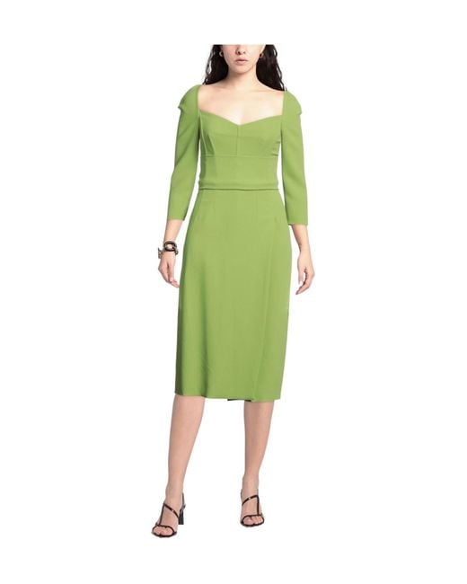 Dolce & Gabbana Green Solid-Colored Flare Skirt