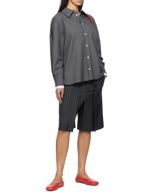 Marni Gray Logo Embroidered High-Low Hem Shirt