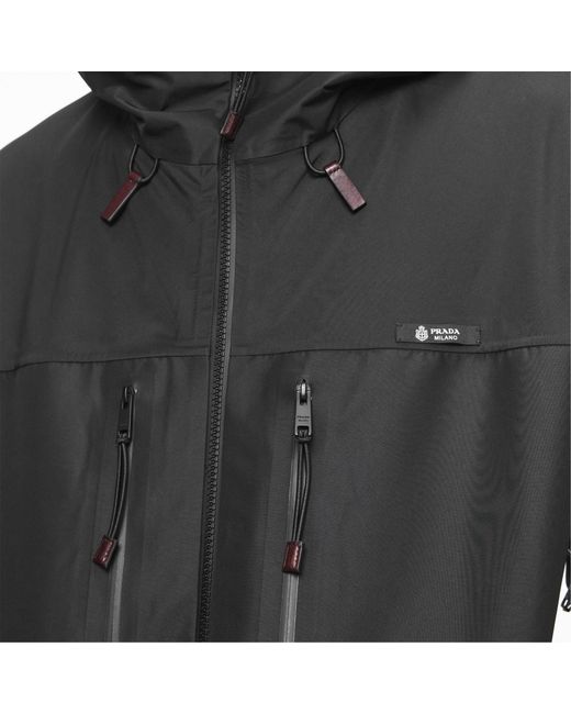 Prada Black Hooded Technical Shell Jacket for men