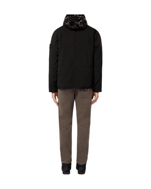 Stone Island Black Anti-Drop Hooded Panama Jacket for men
