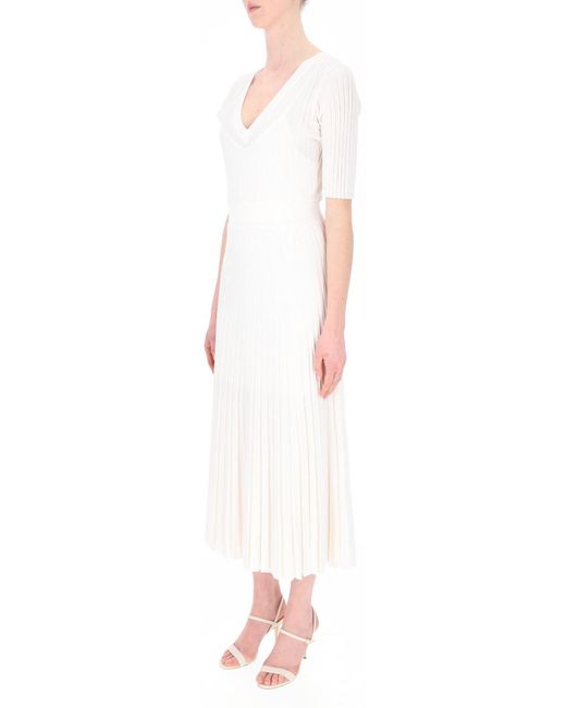 P.A.R.O.S.H. White V-Neck Dress