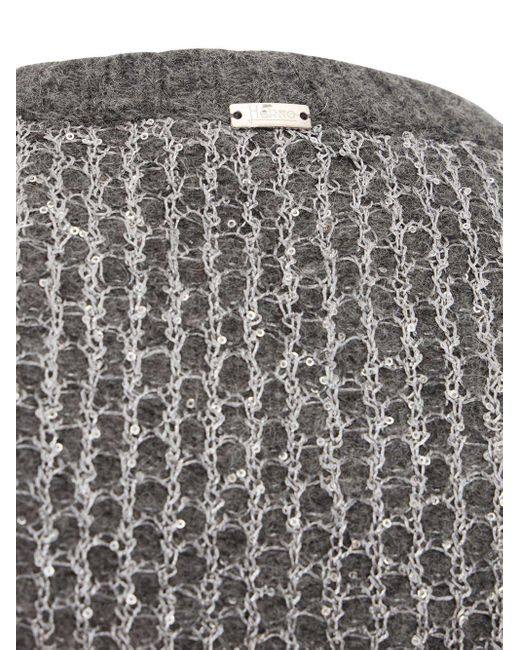 Herno Gray Sequin-Embellishment Sweater