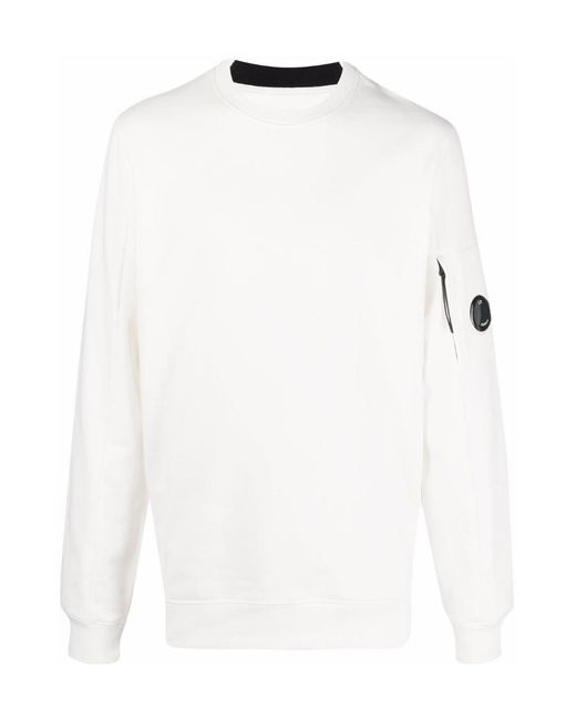 C P Company White Lens-Detailed Cotton Jumper for men