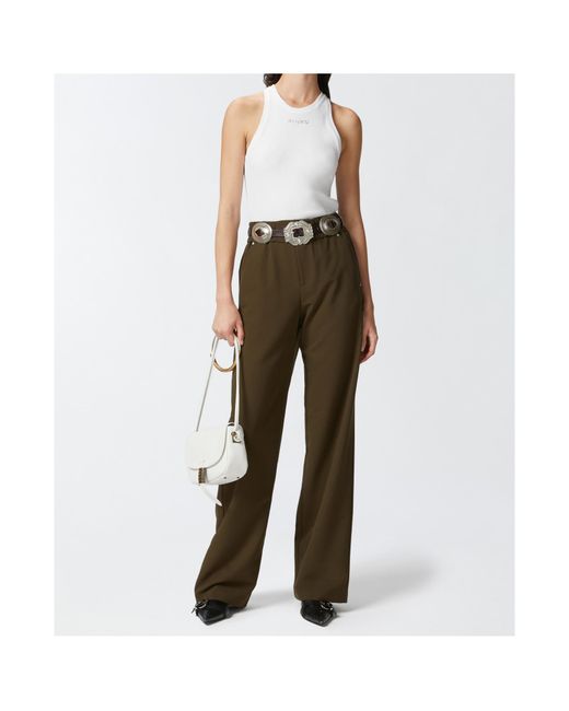 Pinko White Logo Lettering Ribbed Camisole Top