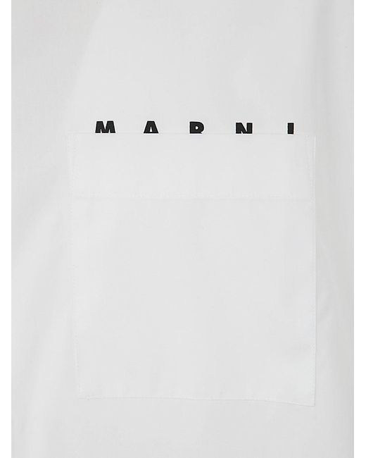Marni White Logo Long-Sleeved Shirt for men