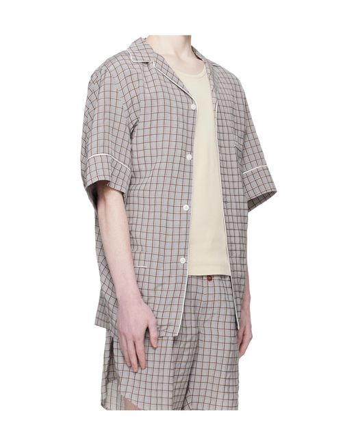 Hed Mayner Gray Plaid Short-Sleeved Shirt for men