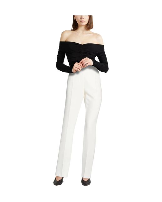 Max Mara White Plain Colour Casual Trousers