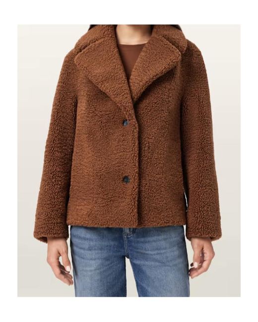 AllSaints Brown Eddie Faux Shearling Jacket