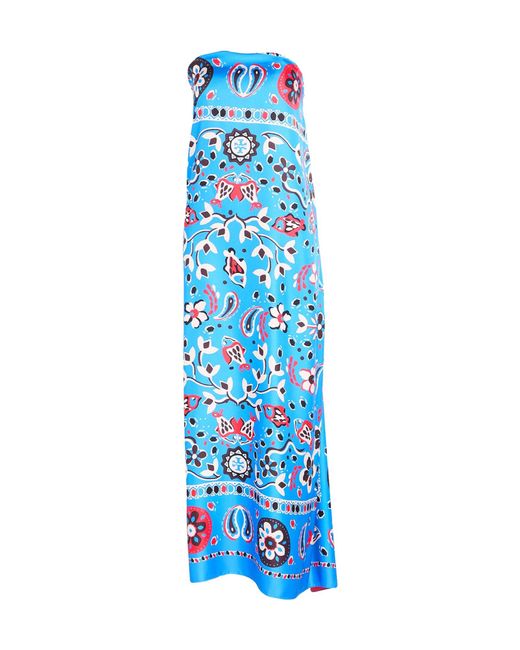 Tory Burch Blue Fitted Printed Dress