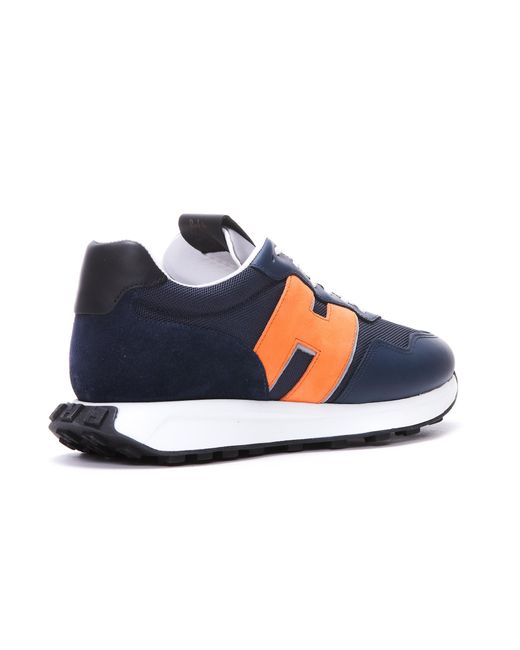 Hogan Blue H601 Logo Patch Lace-Up Sneakers for men