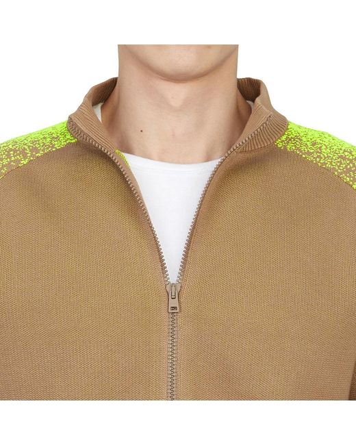 Herno Green Zip-Up High Neck Cardigan for men