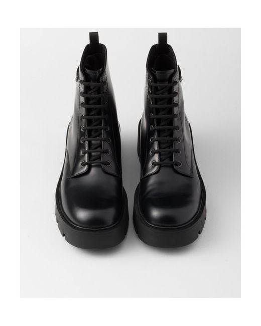 Prada Lace-Up Platform Boots in Black for Men | Lyst