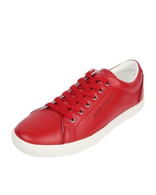 Dolce & Gabbana Red Strap-Up Casual Sneakers for men