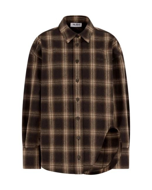 The Attico Brown Diana Checked Long-Sleeve Shirt