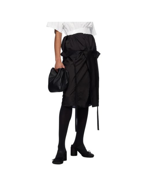 MM6 by Maison Martin Margiela Black Frayed Edge Midi Skirt
