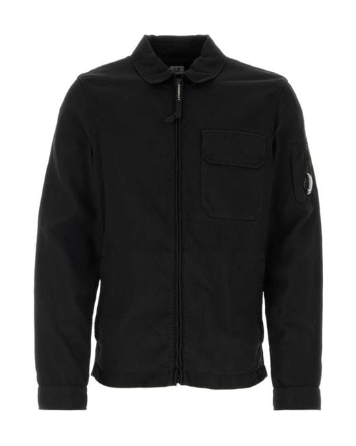 C P Company Black Lapel Zipper Casual Jacket for men