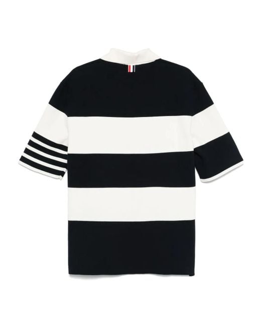 Thom Browne Blue Striped Short Sleeved Polo Shirt for men