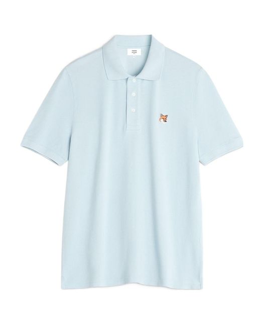 Maison Kitsuné Blue Maison Kitsuné Fox Head Patch Short-Sleeved Polo Shirt for men