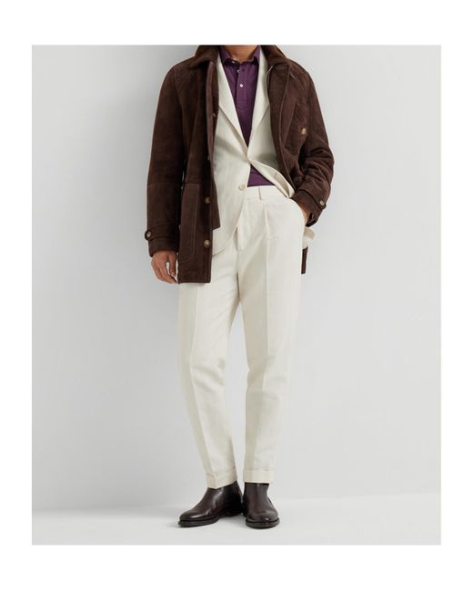 Brunello Cucinelli Brown Straight Hem Shearling Coat for men