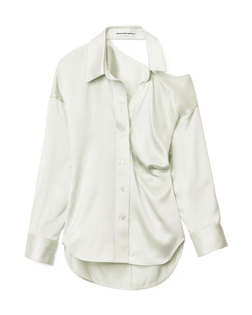 Alexander Wang White Open-Back Satin-Finish Shirt