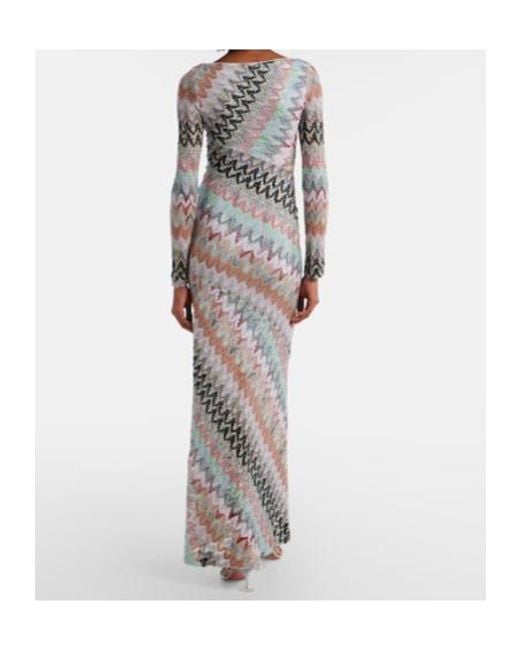 Missoni White Zigzag Lamé Maxi Dress