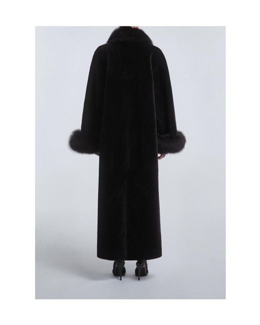 Nour Hammour Black Sima Grand Shearling Coat