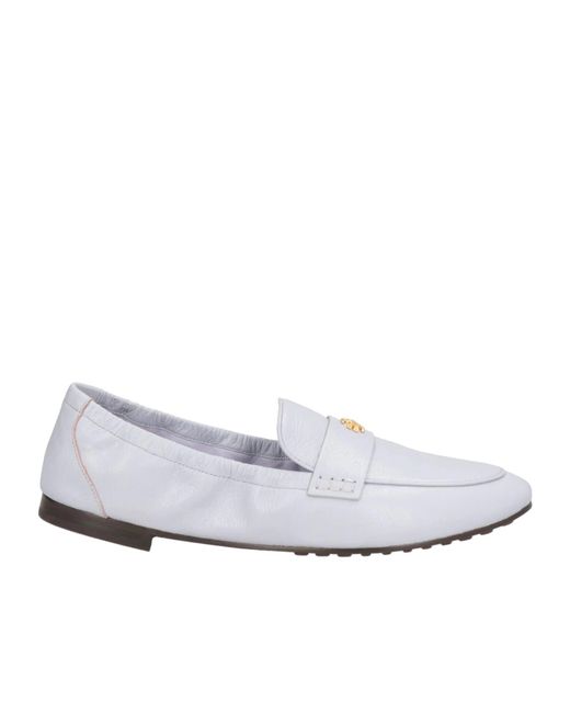 Tory Burch White Plain Colour Loafers
