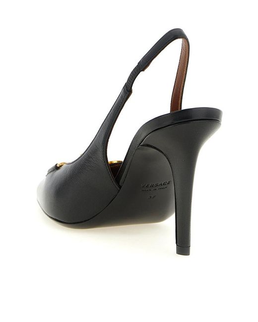 Versace Black La Medusa Leather Slingbacks