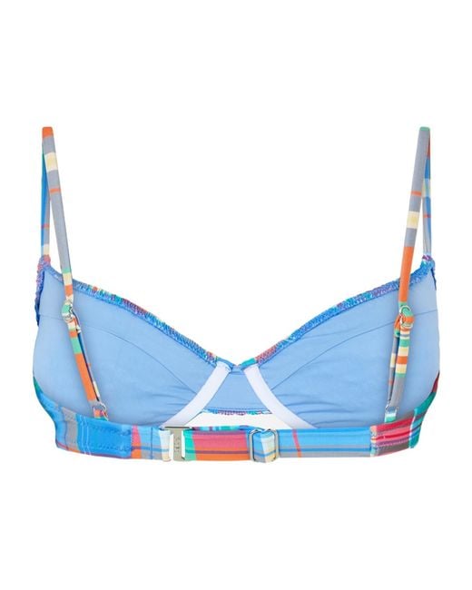 Polo Ralph Lauren Blue Pleated Printed Bikini Top