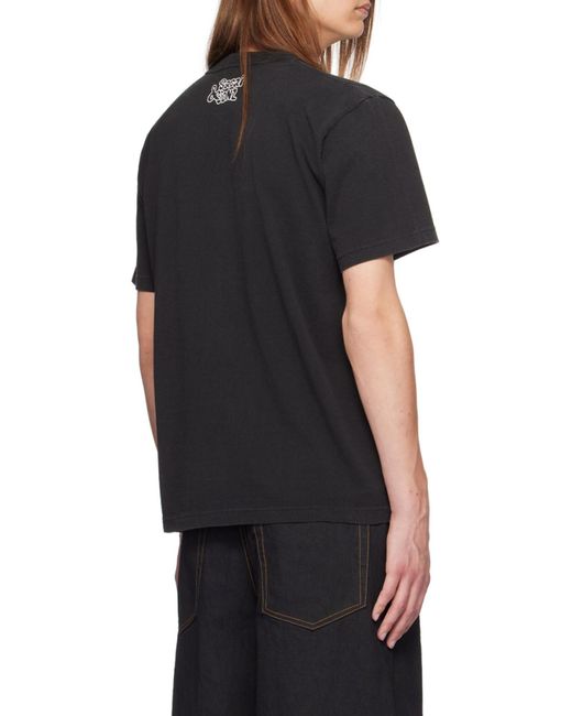 Sacai Black Graphic Printed Crewneck T-Shirt for men