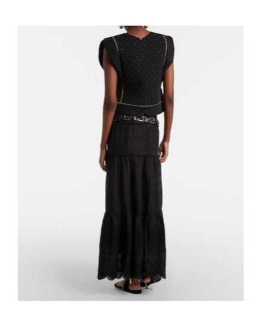 Isabel Marant Black Paoline Lace-Trimmed Maxi Skirt
