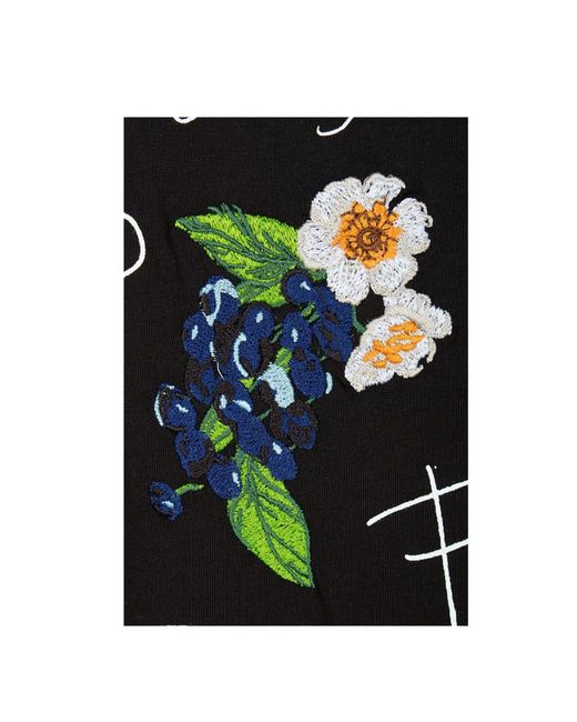 Moschino Black Logo Flower Embroidery T-Shirt
