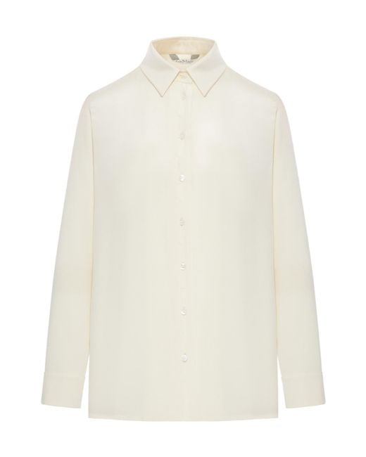Max Mara White Long-Sleeved Button-Up Shirt