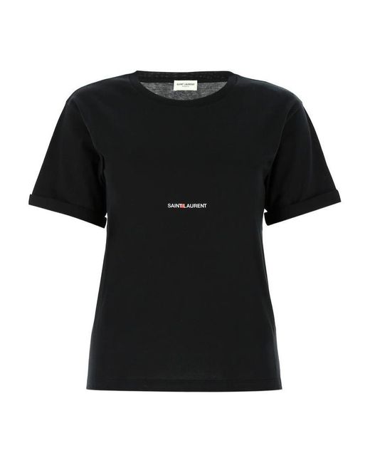 Saint Laurent Black Logo Printed Crewneck T-Shirt