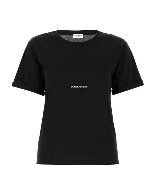 Saint Laurent Black Logo Printed Crewneck T-Shirt