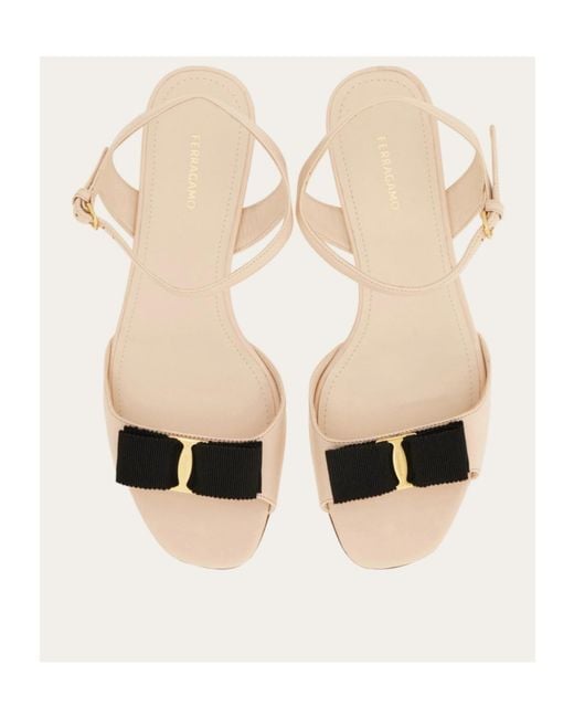 Ferragamo Natural Vara Bow Sandals