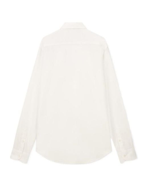 Emporio Armani White Cotton Dress Shirt With A Pointed Collar And Long Sleeves for men