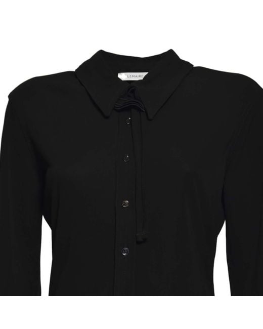 Lemaire Black Flower Detailed Long-Sleeved Shirt