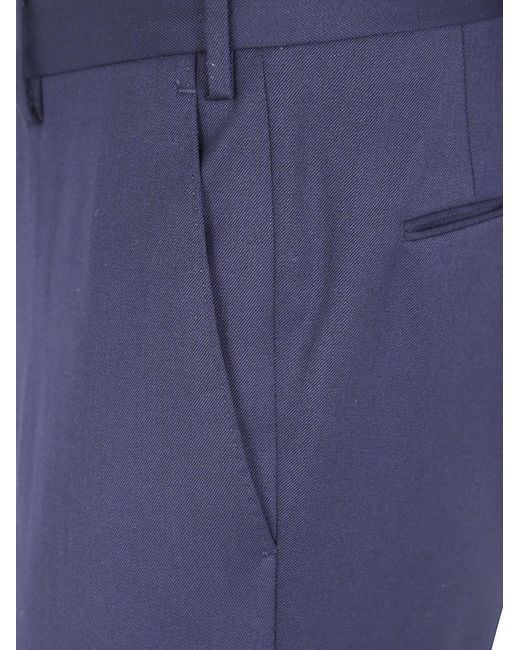 Pt Pantaloni Blue Casual Trousers With Belt Loops for men