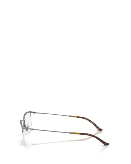 Emporio Armani White Rectangular Frame Glasses for men