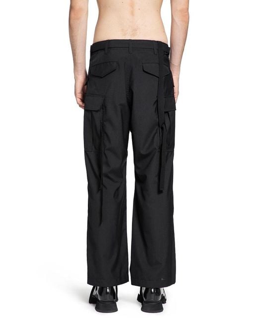 Sacai Black Casual Pants With Belt Loops for men