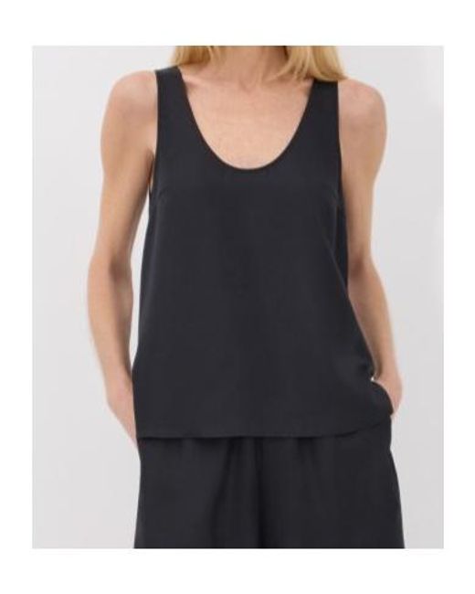 Loulou de Saison Black Gaby Scoop-Neck Silk Top