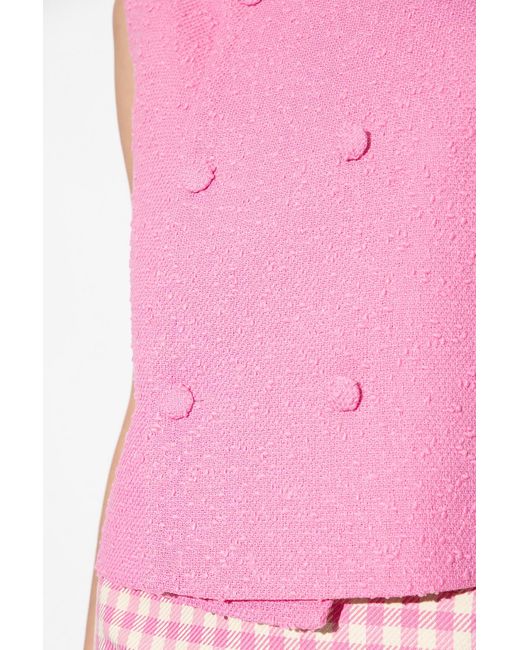 AMI Pink Textured Crop Top