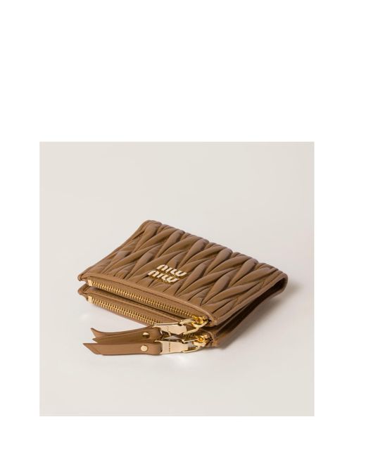 Miu Miu Brown Matelassé Nappa Leather Small Wallet