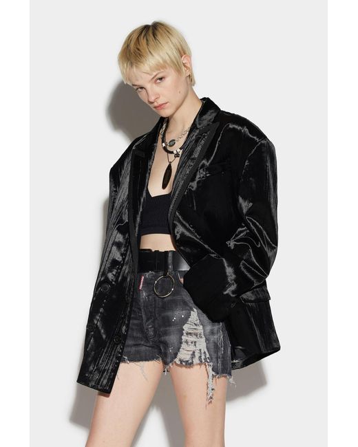 DSquared² Gray Distressed Denim Shorts
